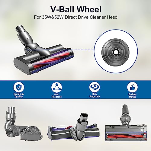 Fixbetter V-Ball Wheel Accessories for Dyson V6 V7 V8 V10 V11 V12 DC58 DC59 DC62 DC74 Cordless Vacuum Cleaner 35W 50W Direct Drive Cleaner Head Wheels Replacement Parts 968266-02 & 949852-05 - Grill Parts America