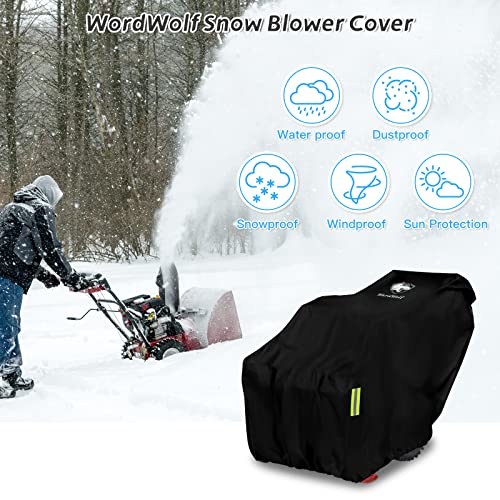 WardWolf Snow Blower Cover, Waterproof Heavy Duty 900D Snowblower Cover, Windproof, Sunproof with Air Vent, Fit Most Single-Stage or Two Stage Snow Blower, Black - Grill Parts America