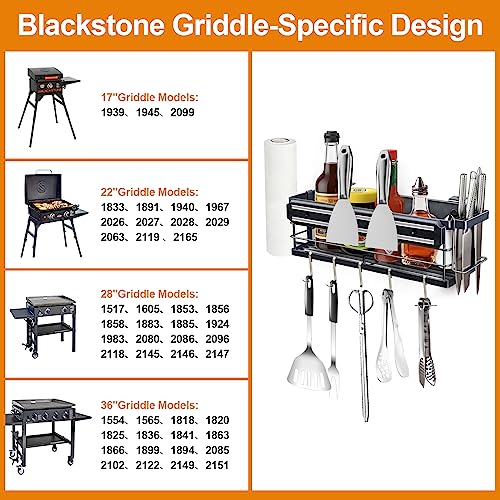 KOCZIL Griddle Caddy for Blackstone 28"/36", Blackstone Caddy Space Saving BBQ Accessories Organize, Grill Caddy for Outdoor Grill, Includes Magnetic Grill Tool Holder, Knife Holder,Paper Towel Holder - Grill Parts America