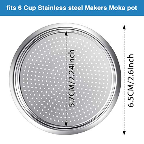 Moka Express Replacement Funnel Kits, 3 Packs Replacement Gasket Seals, 1 Stainless Steel Replacement Funnel with 1 Pack Stainless Filter Replacement (6-Cup) - Kitchen Parts America
