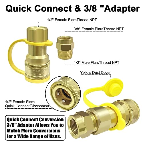 NQN 12FT 1/2" ID Natural Gas Hose with Quick Connect Fitting for BBQ, Grill, Pizza Oven, Patio Heater. for Weber, Char-Broil, Pizza Oven, Patio Heater,NG Grill and Natural Gas Conversion Kit - Grill Parts America