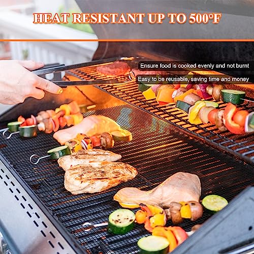 Grill Mesh Mat Set 5 Grill Accessories BBQ Tools Reusable Non-Stick Grill Mat for Vegetables Fish Barbecue Grilling Mat Sheets for Outdoor Smoker Charcoal Gas Electric Grill,XL 15.75 x 13 inch, Black - Grill Parts America