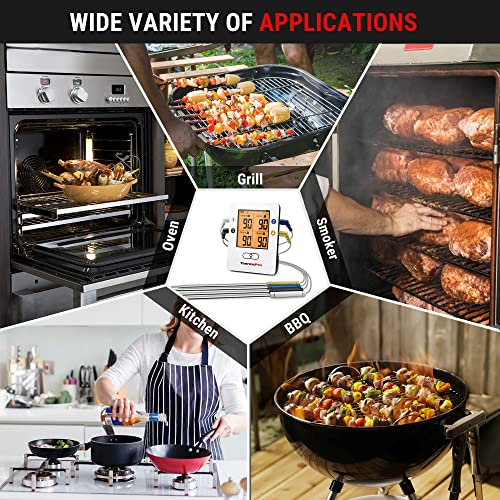 ThermoPro TP25 500ft Wireless Bluetooth Meat LCD Thermometer with 4 Temperature Probes Smart Digital Cooking BBQ Thermometer for Grilling Oven Food Smoker Thermometer, Rechargeable - Grill Parts America