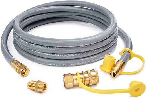 GASPRO 1/2" ID Natural Gas Hose, Low Pressure LPG Hose with Quick Connect, for Weber, Char-broil, Pizza Oven, Patio Heater and More, 12-Foot - Grill Parts America