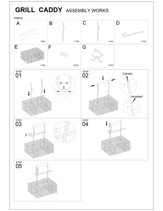 Grill Caddy with Paper Towel Holder, Oil Brush & Tongs Included, 3 Hooks, Barbecue & Grill Accessories Holder & Grilling Tool Organizer for Outside Picnic,BBQ & Grill Storage Caddy - Grill Parts America