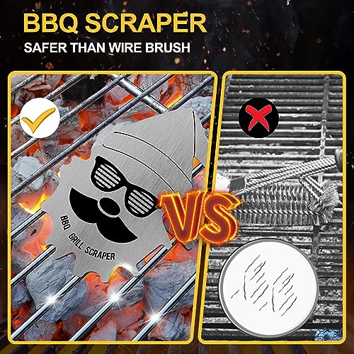 BBQ Grill Scraper, Stocking Stuffers for Men, Bristle Free Safe BBQ Scraper Fits Any Grilling Grate or Smoker Cleaning Tool and Kitchen Gadgets,Ideal Gifts for Christmas Men Dad Husband - Grill Parts America