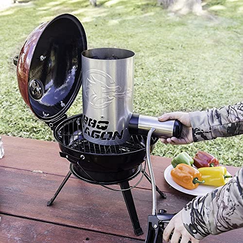 BBQ Dragon | Electric Charcoal Starter Fan | Bbq Fan Blower | Heavy Duty Charcoal Fan | Cordless Stainless Steel Fire Starter Built-in Blower | Easily Ignite Charcoal Grills & Bbq Smokers - Grill Parts America