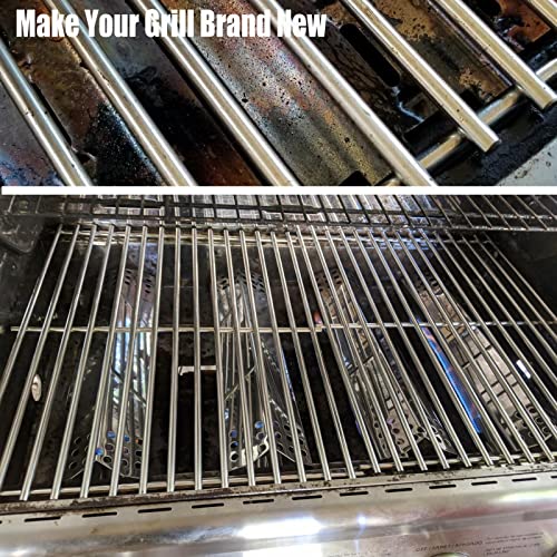 Hisencn Cooking Grates for Grill Master 720-0697, Nexgrill 720-0697E, Huntington Rebel Grill, Sunbeam 720-0697, Uniflame GBC091W, 17 3/16 inch Stainless Steel Solid Rod Cooking Grids, 2 PCS - Grill Parts America