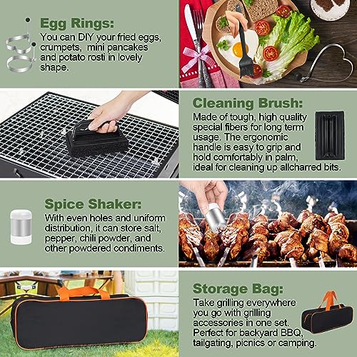 24Pcs Griddle Accessories Set, Stainless Steel Flat Top Grill Spatula Kit for Outdoor Barbecue Camping Cooking, Included Basting Cover, Scraper, Cast Iron Grill Press, Carrying Bag - Grill Parts America