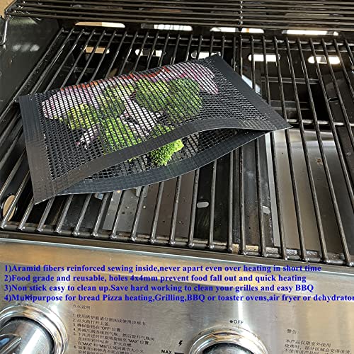 Bluedrop Non Stick Mesh Bag For Grill PTFE Toaster Oven Bags Barbecue Pockets Sheets Pack of 2 - Kitchen Parts America