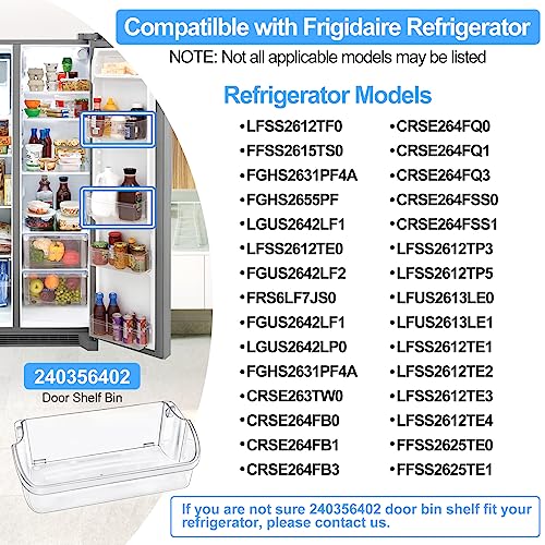 (2-Pack) UPGRADE 240356402 Refrigerator Door Bin Replacement Part,Compatible with Frigidaire Refrigerator Door Shelf LFSS2612TF0 FGUS2642LF2 LGUS2642LF1 LFSS2612TE0 AP2549958 FGHS2631PF4A Door Shelf