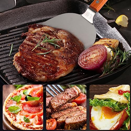 Smash Burger Spatula Stainless Steel Scraper with Wooden Handle Heavy Duty Griddle Accessories for Home Restaurants Kitchen Outdoor Grill - Grill Parts America