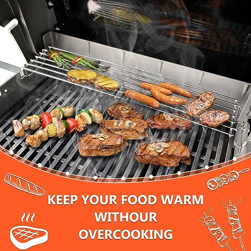 QuliMetal Stainless Steel Warming Rack for Weber Spirit 300 and GS4 Spirit II 300 Series Gas Grills with Front Control Knobs, 7641 Grill Upper Rack for Weber Genesis Silver Gold B/C Grills, 25 Inch - Grill Parts America