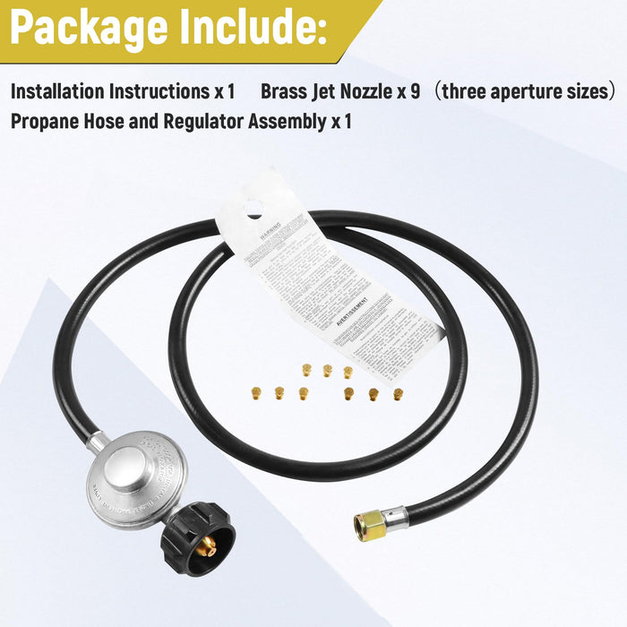 Drkerr 233302 Natural Gas to Propane Conversion Kit for Weber Genesis or Spirit Grill, Weber Propane Conversion Kit Includes Propane Regulator Hose and 9 Brass Jet Orifices in 3 Sizes - Grill Parts America