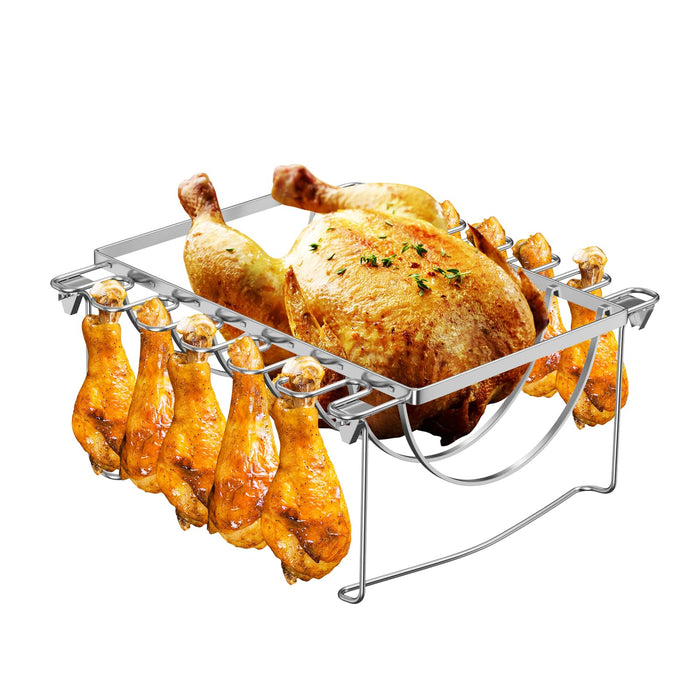 LS'BABQ 3 in 1 Chicken Leg Rack,Rib Rack for Grilling and Smoking,Foldable Smoker Accessories Rack for Oven,Indoor and Outdoor Grilling,Stainless Steel - Grill Parts America