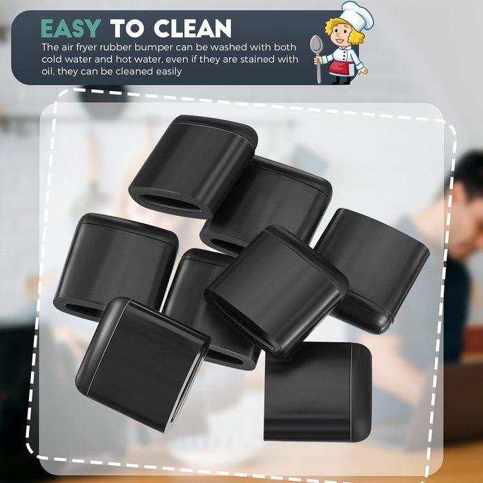 16 Pieces Air Fryer Rubber Bumpers Black Air Fryer Tray Rubber Feet Replacement Parts Silicone Accessories Rubber Non-Scratch Protective Covers for Air Fryer Grill Pan (0.43 x 0.43 x 0.18 Inch) - Grill Parts America