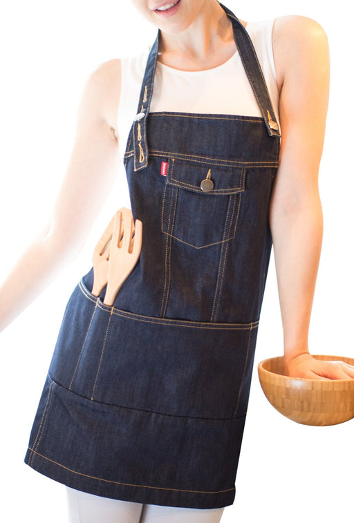 VANTOO Grilling Barbecue Denim Apron with Pockets and Adjustable Neck Strap - Grill Parts America