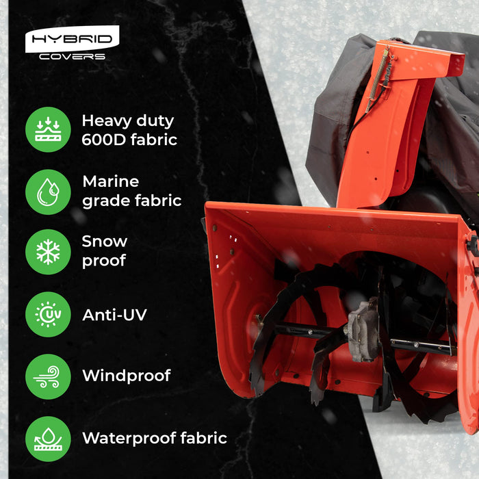 Hybrid Covers Snow Blower Cover V2.0 Suits Two Stage Snowblower, Heavy Duty Cover, Universal Size, 600D Marine Grade Waterproof Solution Dyed Fabric with Fade Resistant UV Protection - Grill Parts America