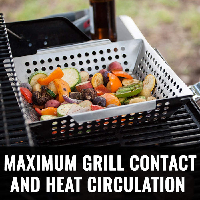 Grillaholics Heavy Duty Grill Basket - Large Grilling Basket - Grill Parts America