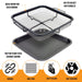 EaZy MealZ Crisping Basket & Tray Set | Air Fry Crisper Basket | Tray & Grease Catcher | Even Cooking | Non-Stick | Healthy Cooking (9" x 10" 2-Piece, Gray) - Grill Parts America