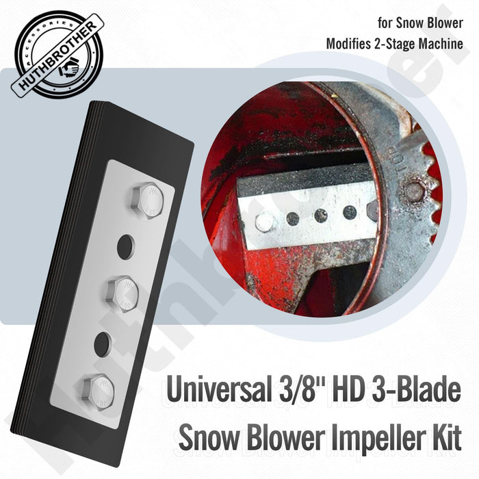 Snow Blower Impeller Modification Kit Universal 3/8" 3-Blade, for Modifies 2-Stage Machine, (3) - Grill Parts America