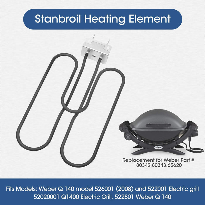 Stanbroil BBQ Grill Heating Element Replacement Part for Weber 80342, 80343, 65620, Q140, Q1400 Grills - Grill Parts America