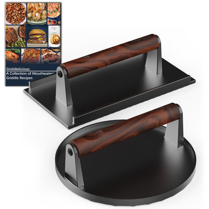 SemiShare Burger Press and Grill Press with Walnut Wood Handle
