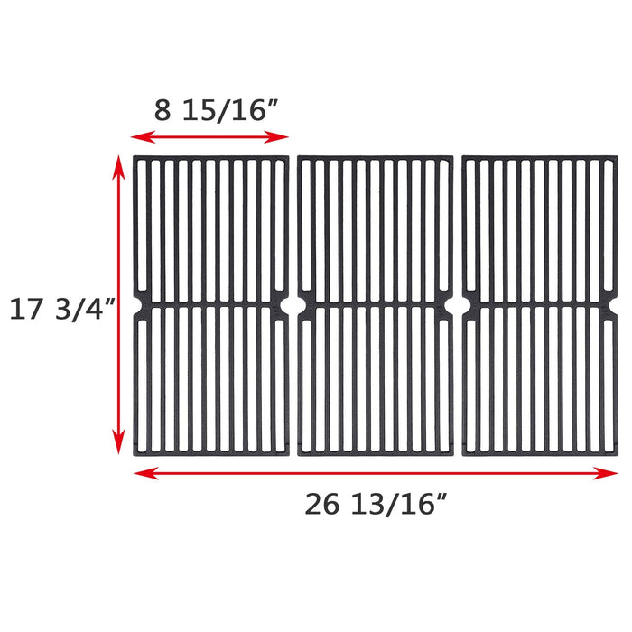 GGC Grill Grates Replacement for Brinkmann 810-8410-F, 810-2410-S, 810-2511-S, 810-2512-S, 810-8411-5, 810-9415-W and Others, 3 PCS Porcelain Coated Cast Iron Cooking Grate(17 3/4" x 8 15/16") - Grill Parts America