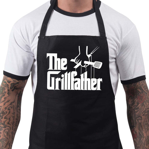 BBQ Apron Funny Grill Aprons for Men The Grillfather Men's Grilling Gifts Black - Grill Parts America