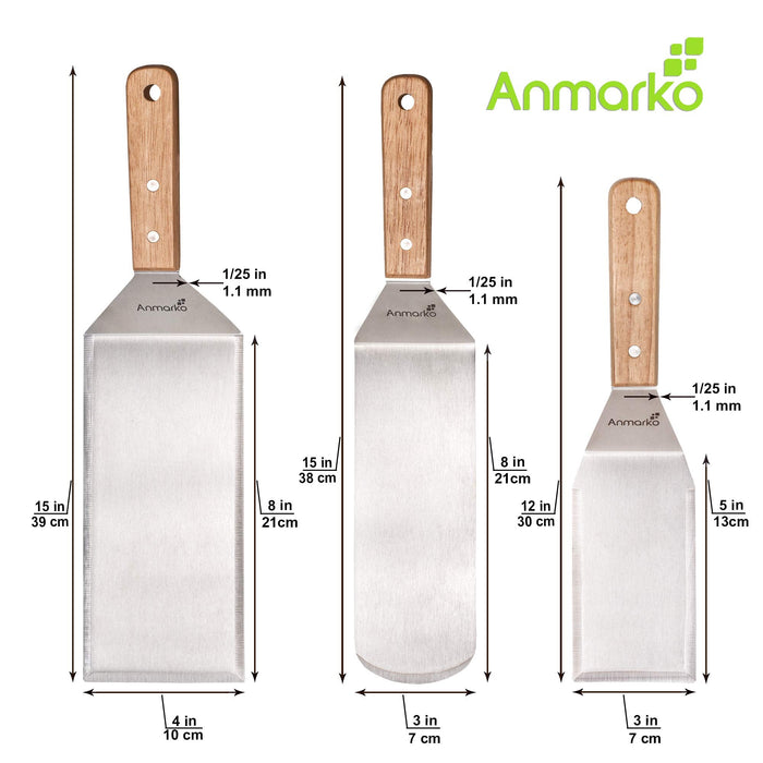 Anmarko Stainless Steel Metal Spatula Set - Grill Parts America