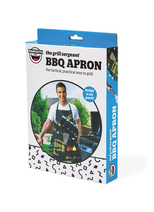 BigMouth Inc The Grill Sergeant BBQ Apron, Cotton Camouflage Gag Gift for Cookouts, Adjustable Strap, Pockets and Bottle Opener Included - Grill Parts America